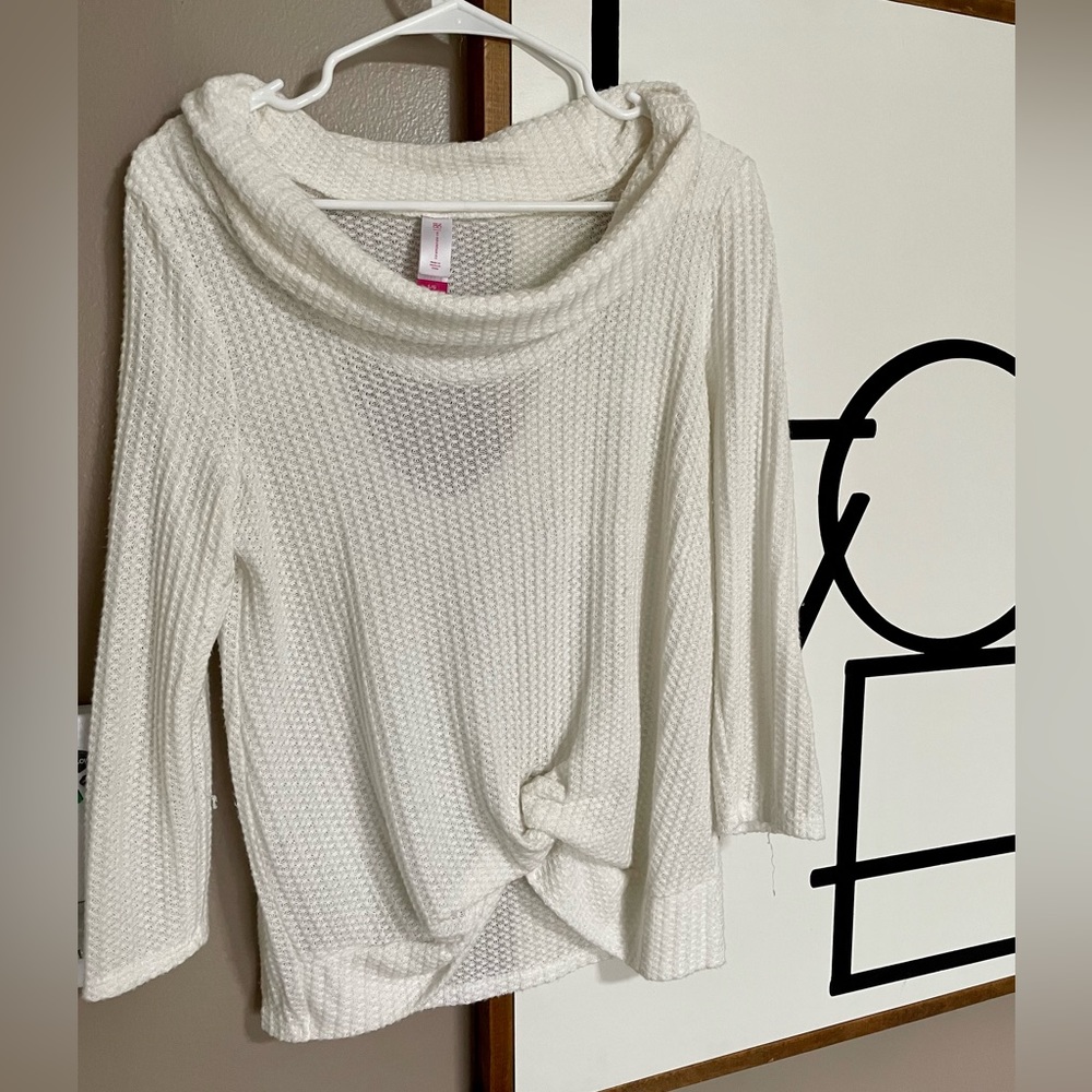 Off the shoulder white sweater